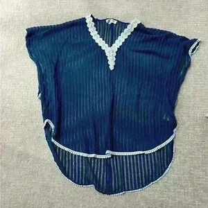 Francesca’s one size navy with lace trim bathing suit coverup.